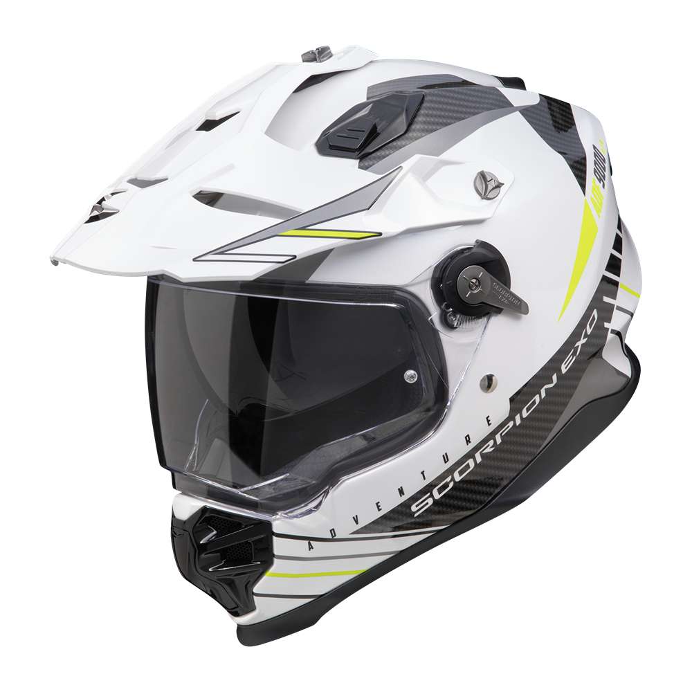 Scorpion ADF-9000 AIR Feat White Black Neon Yellow Adventure Helmet Größe