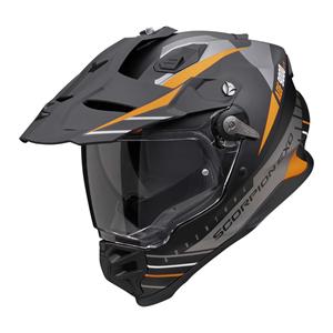 SCORPION ADF-9000 Air Feat Mat, Dual sport helm, Zwart-Zilver-Oranje