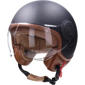 Helm demi-jet E-06 keur comfort S zwart mat bruin CAB