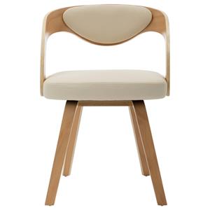 vidaXL Eetkamerstoelen 6 st gebogen hout en kunstleer crème