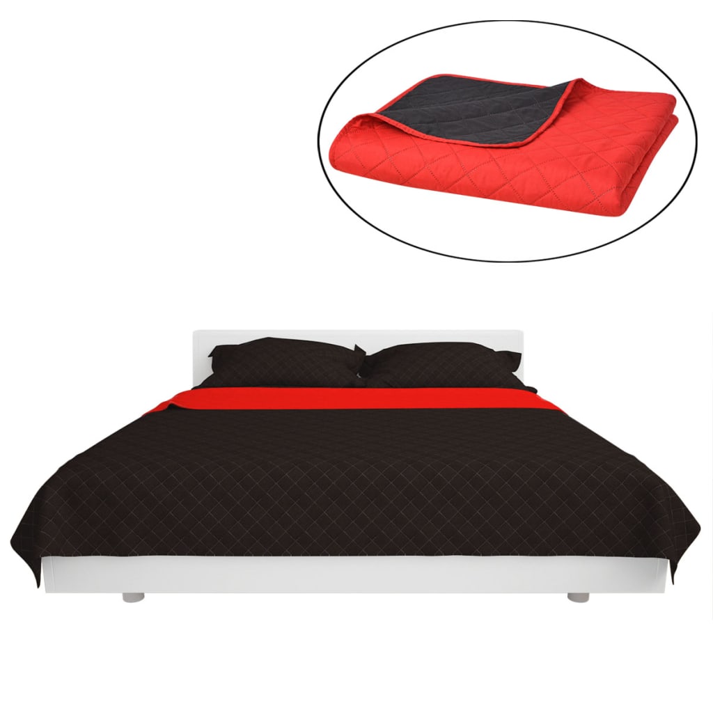 vidaXL Dubbelzijdige quilt bedsprei rood en zwart 220x240 cm