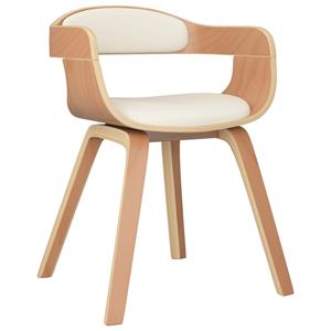 vidaXL Eetkamerstoelen 2 st gebogen hout en kunstleer crèmekleurig