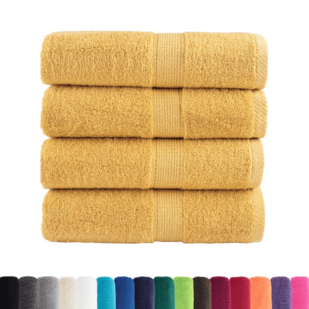 vidaXL Washandjes 4 st 600 g/m² 30x30 cm 100% katoen goudkleurig