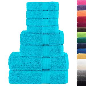 vidaXL 8-delige Handdoekenset 600 g/m² 100% katoen turquoise