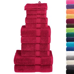 vidaXL 12-delige Handdoekenset 600 g/m² 100% katoen rood