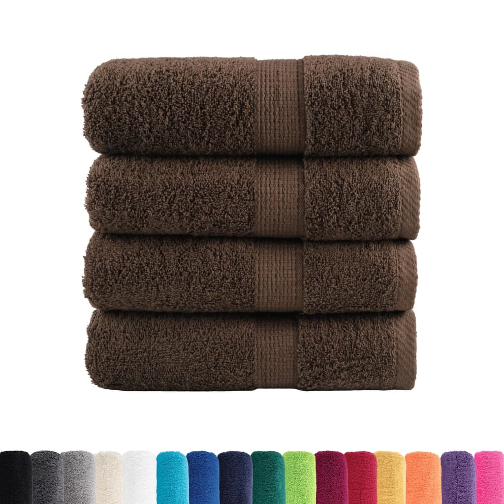 vidaXL Washandjes 4 st 600 g/m² 30x30 cm 100% katoen bruin