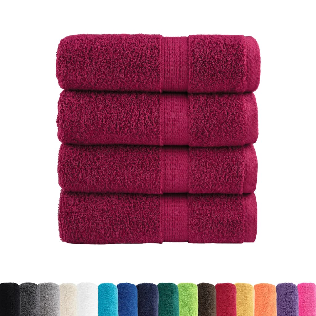 vidaXL Washandjes 4 st 600 g/m² 30x30 cm 100% katoen bordeauxrood