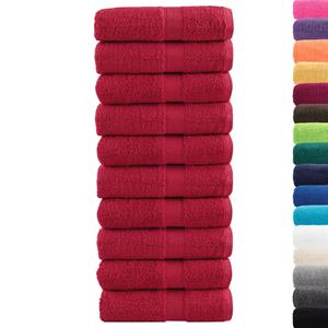 vidaXL Gastendoekjes 10 st 600 g/m² 30x50 cm 100% katoen rood