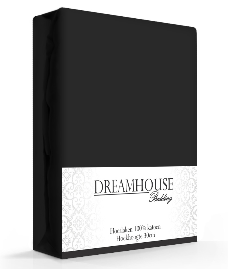 Dreamhouse Hoeslaken Katoen Zwart -140 x 200 cm