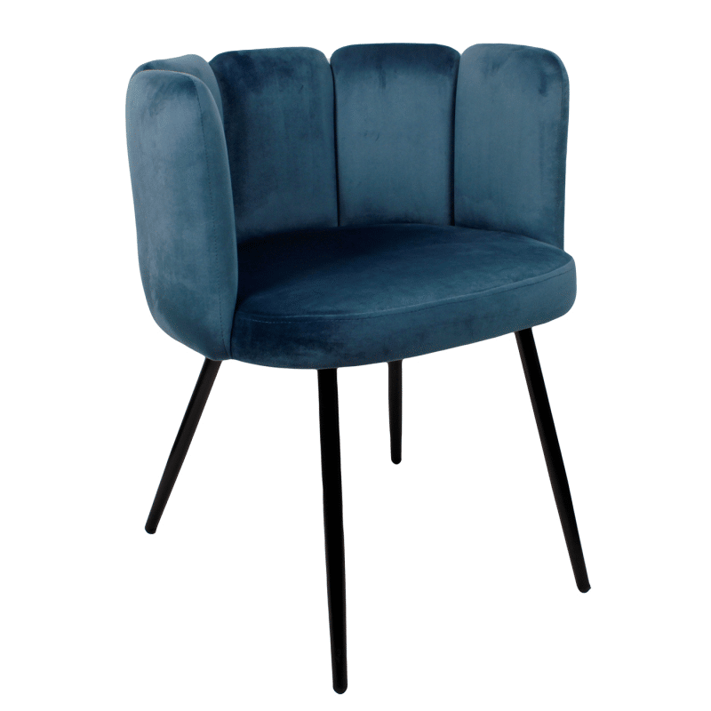 Industrielemeubelshop High five chair velvet - donkerblauw