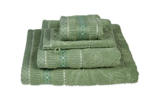 Pip Studio Jasmin Jacquard handdoek Groen 55x100 cm