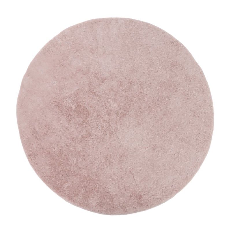 Xenos Vloerkleed fluffy rond - roze - ø120 cm