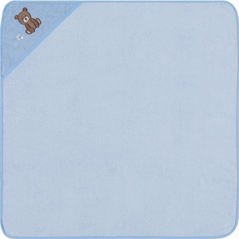 Egeria Handdoek met capuchon Teddy Bear 100x100 cm, met klein borduursel, organic cotton (1 stuk)