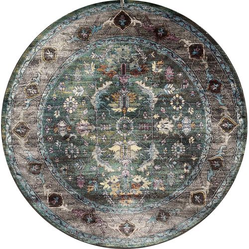 Muratap Vloerkleed - Picasso Pablo - Groen Multi - 160 Cm - Rond - Laagpolig - Vintage Tapijt