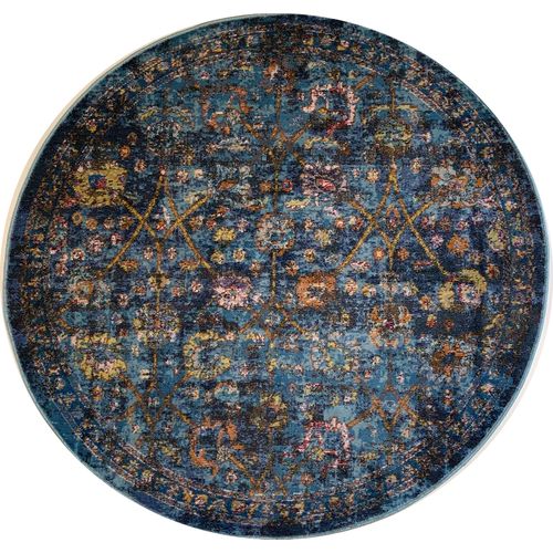 Muratap Vloerkleed - Picasso Sarough - Blauw - 160 Cm - Rond - Laagpolig - Vintage Tapijt