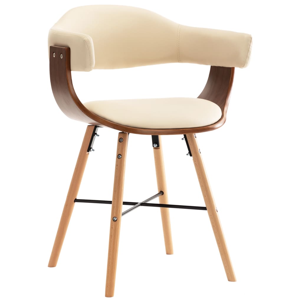 vidaXL Eetkamerstoelen 2 st kunstleer en gebogen hout crème