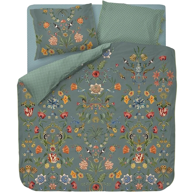 PiP Studio Botanico Verde Dekbedovertrek Blauw-1-persoons (140 x 200/220 cm)