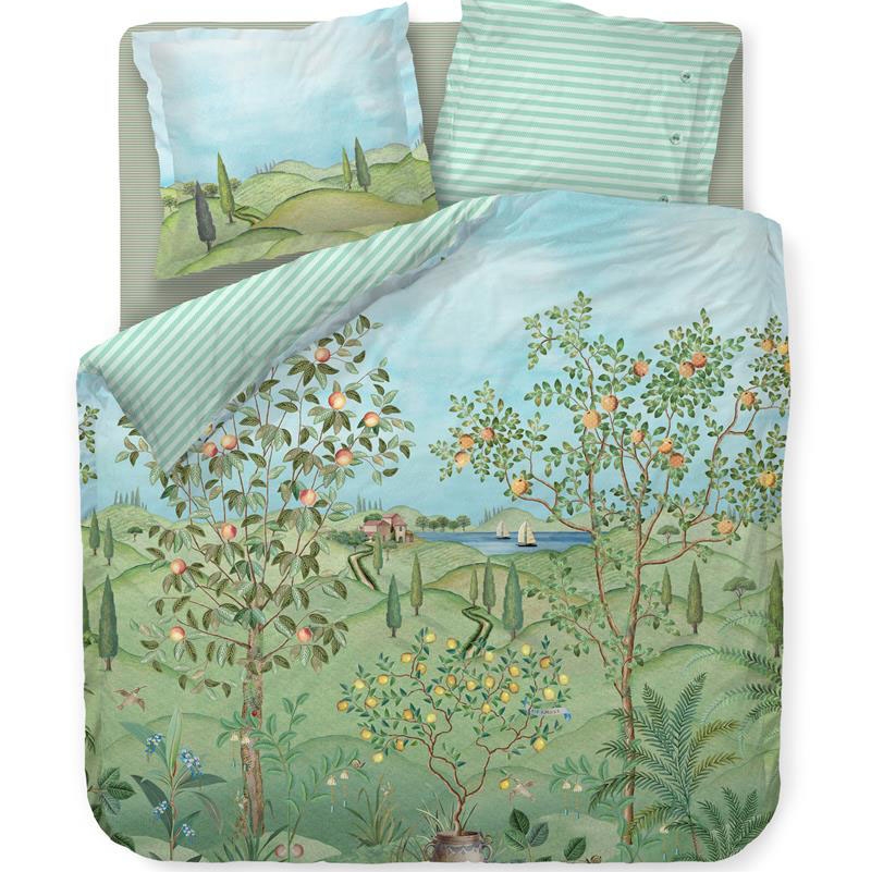 PiP Studio Dekbedovertrek La Campagna Green-1-persoons (140 x 200/220 cm)