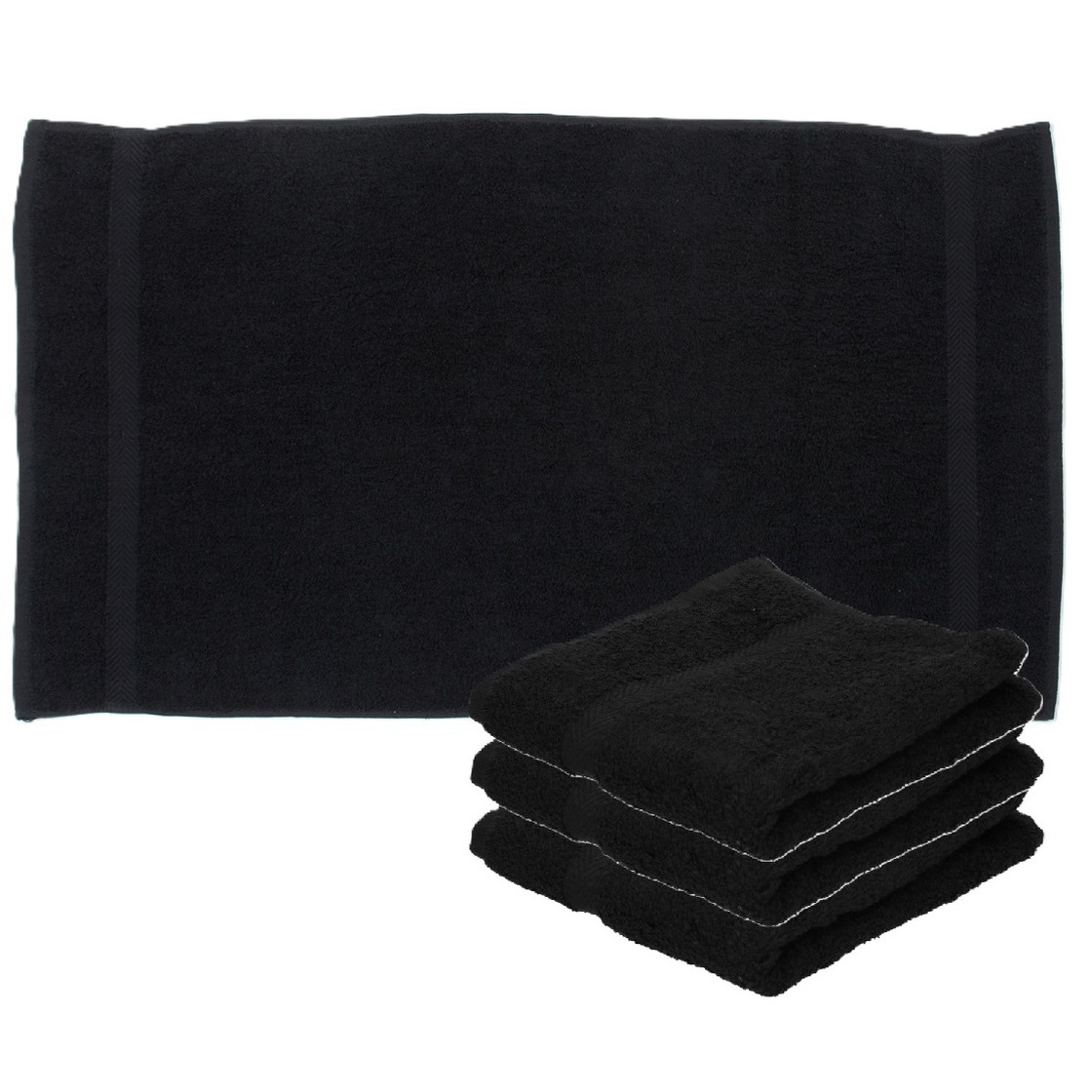 Towelcity Luxe badhanddoek - 4x - zwart - 50 x 90 cm - 550 grams - Badkamer textiel - Katoen -