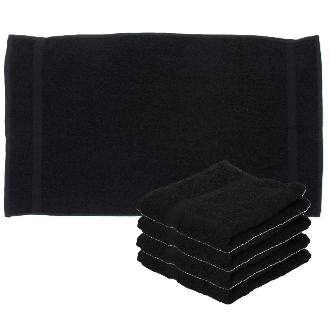 Towelcity Luxe badhanddoek - 5x - zwart - 50 x 90 cm - 550 grams - Badkamer textiel - Katoen -