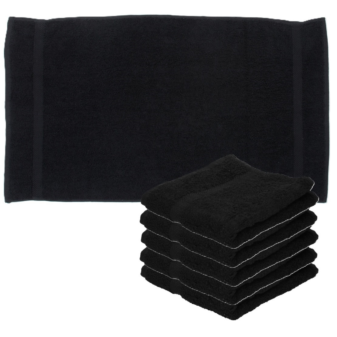 Towelcity Luxe badhanddoek - 6x - zwart - 50 x 90 cm - 550 grams - Badkamer textiel - Katoen -