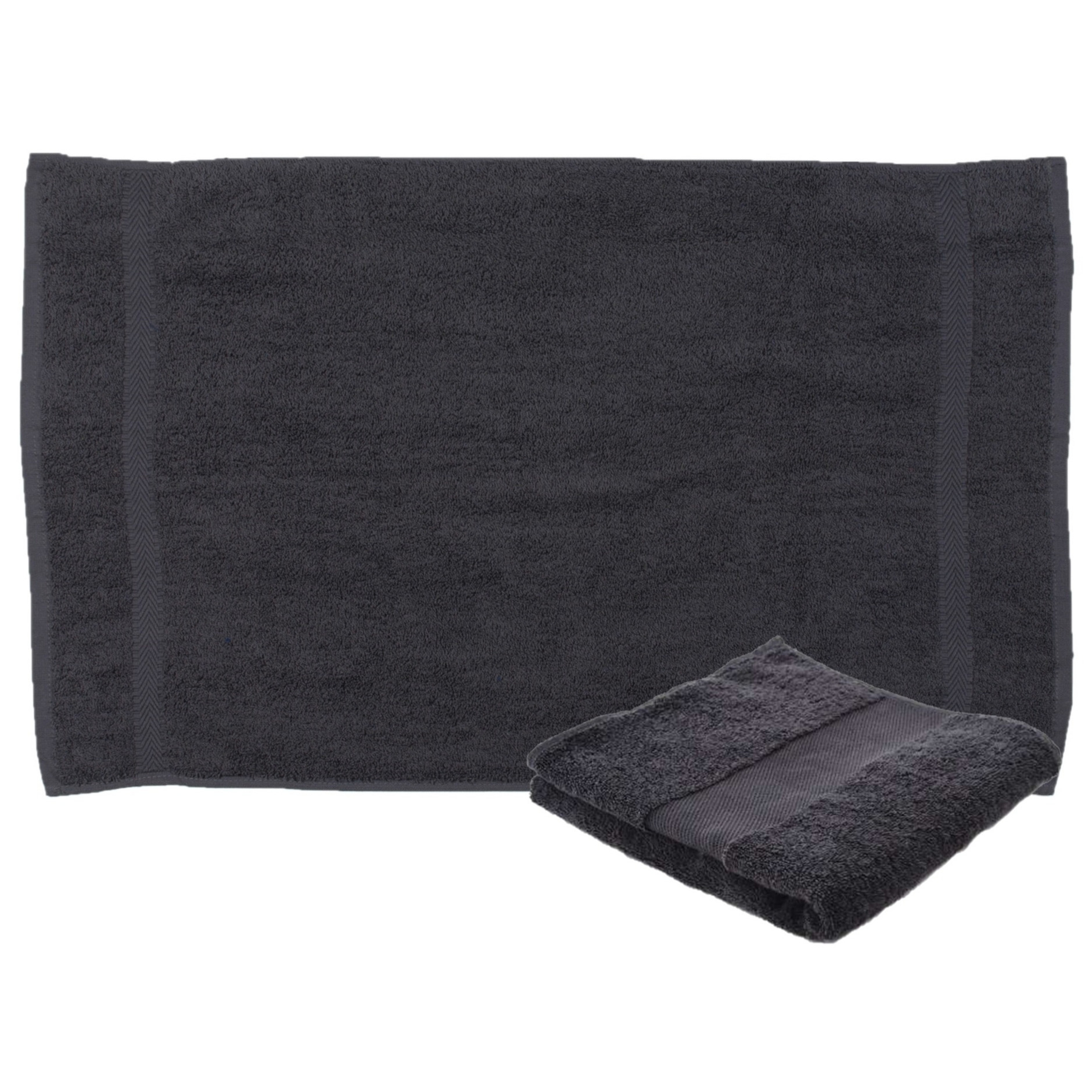 Towelcity Luxe badhanddoek - 2x - donkergrijs - 50 x 90 cm - 550 grams - Badkamer textiel - Katoen -