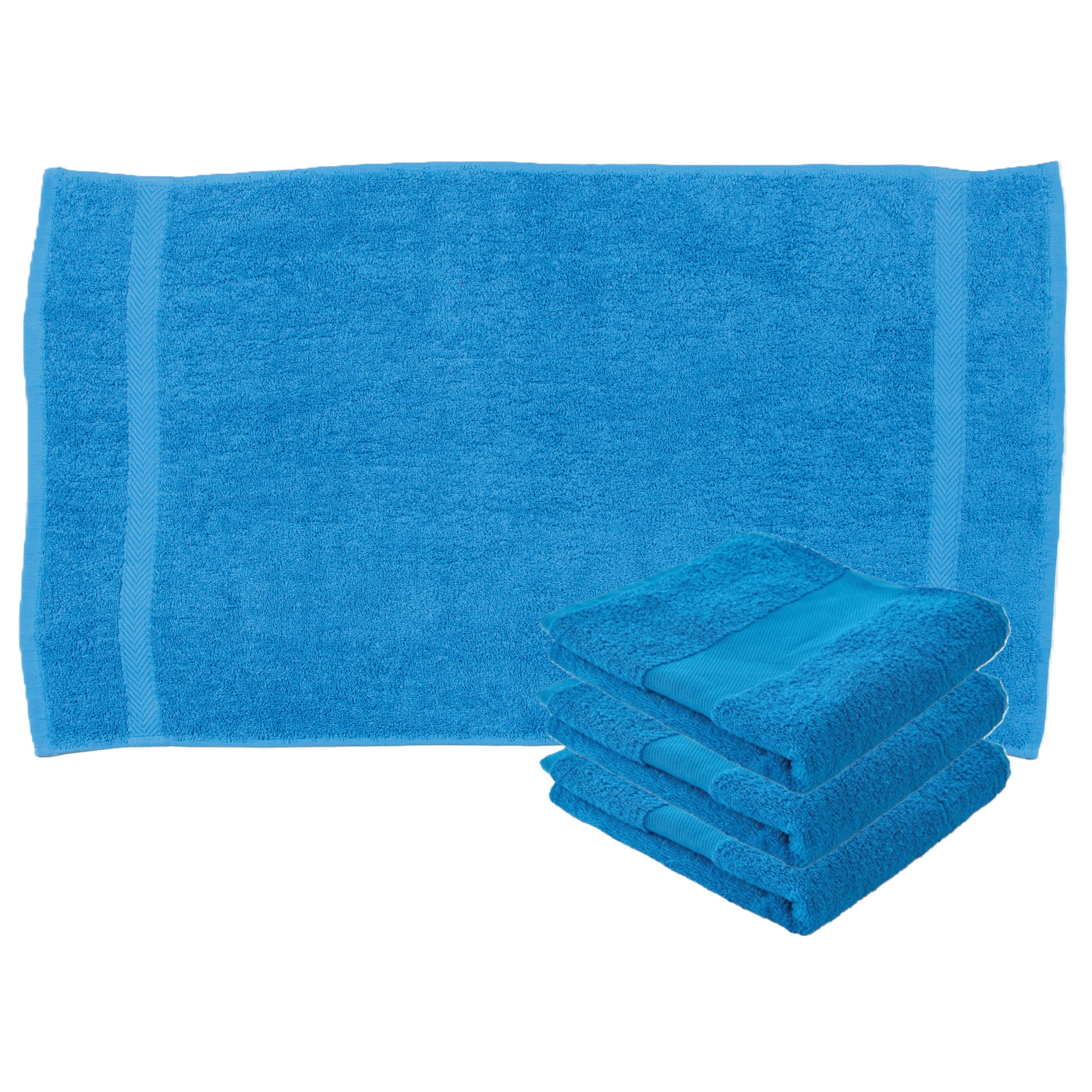 Towelcity Luxe badhanddoek - 4x - bright blauw - 50 x 90 cm - 550 grams - Badkamer textiel - Katoen -