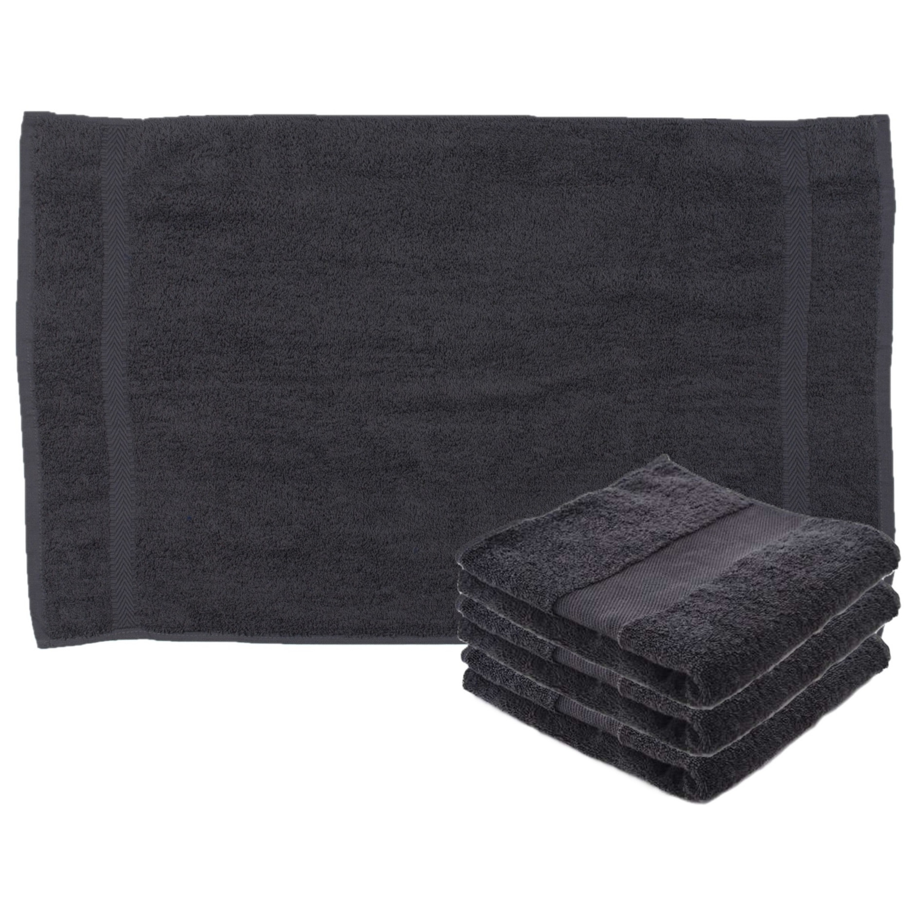 Towelcity Luxe badhanddoek - 4x - donkergrijs - 50 x 90 cm - 550 grams - Badkamer textiel - Katoen -