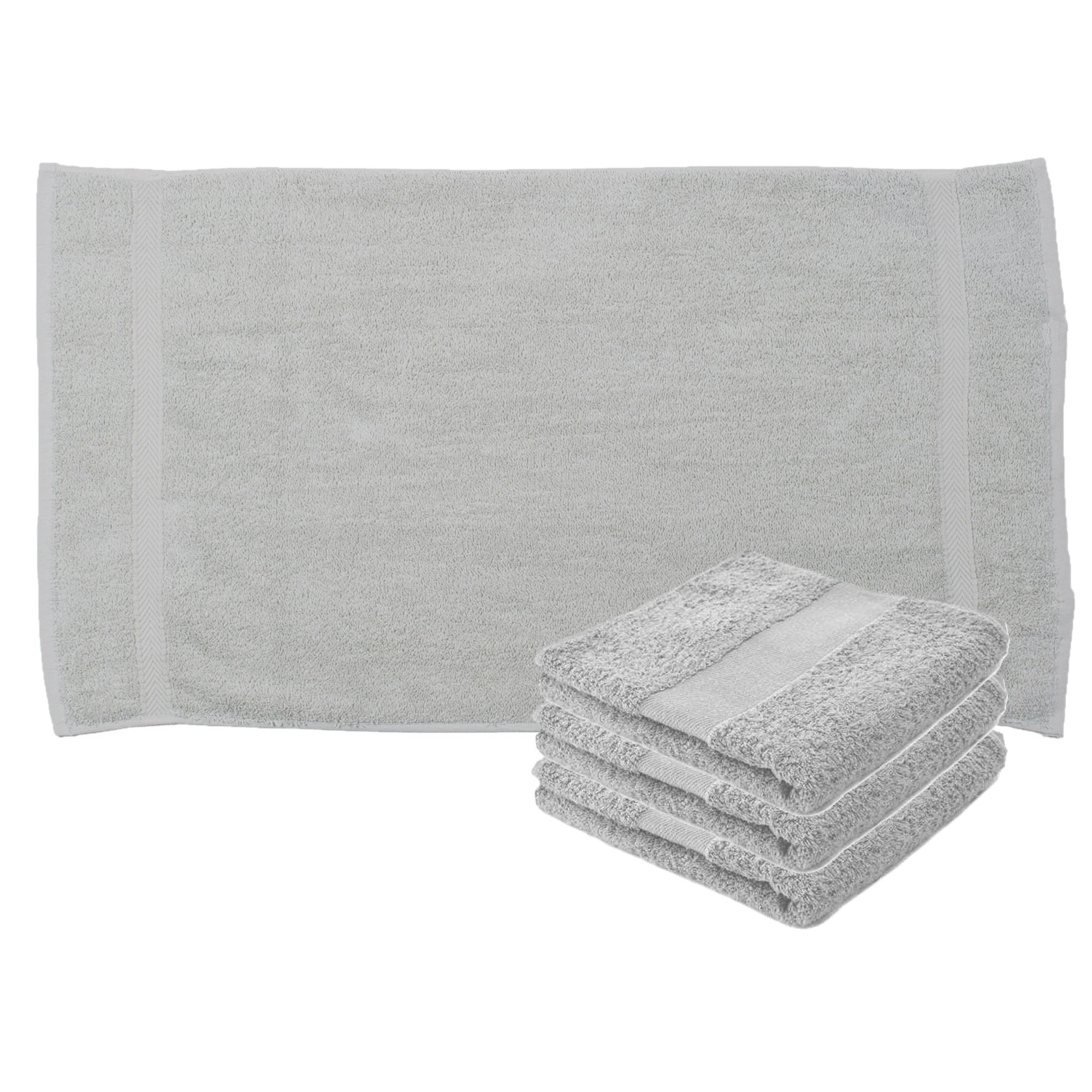 Towelcity Luxe badhanddoek - 4x - lichtgrijs - 50 x 90 cm - 550 grams - Badkamer textiel - Katoen -