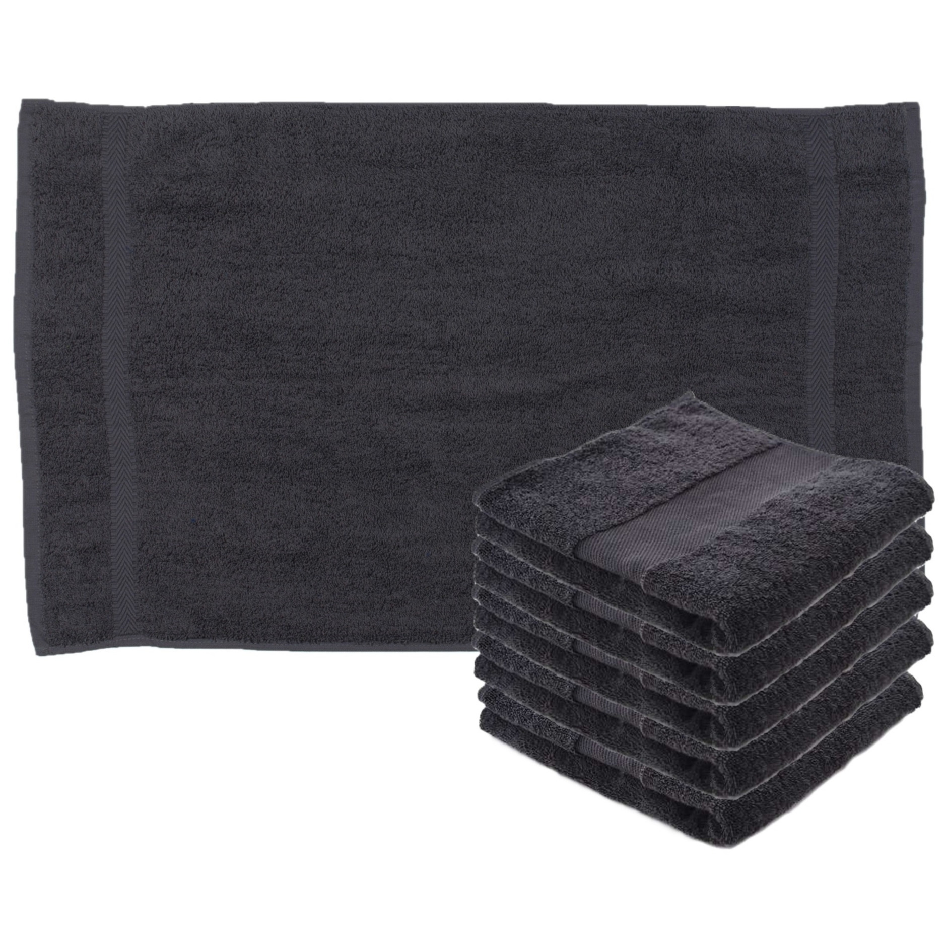 Towelcity Luxe badhanddoek - 6x - donkergrijs - 50 x 90 cm - 550 grams - Badkamer textiel - Katoen -