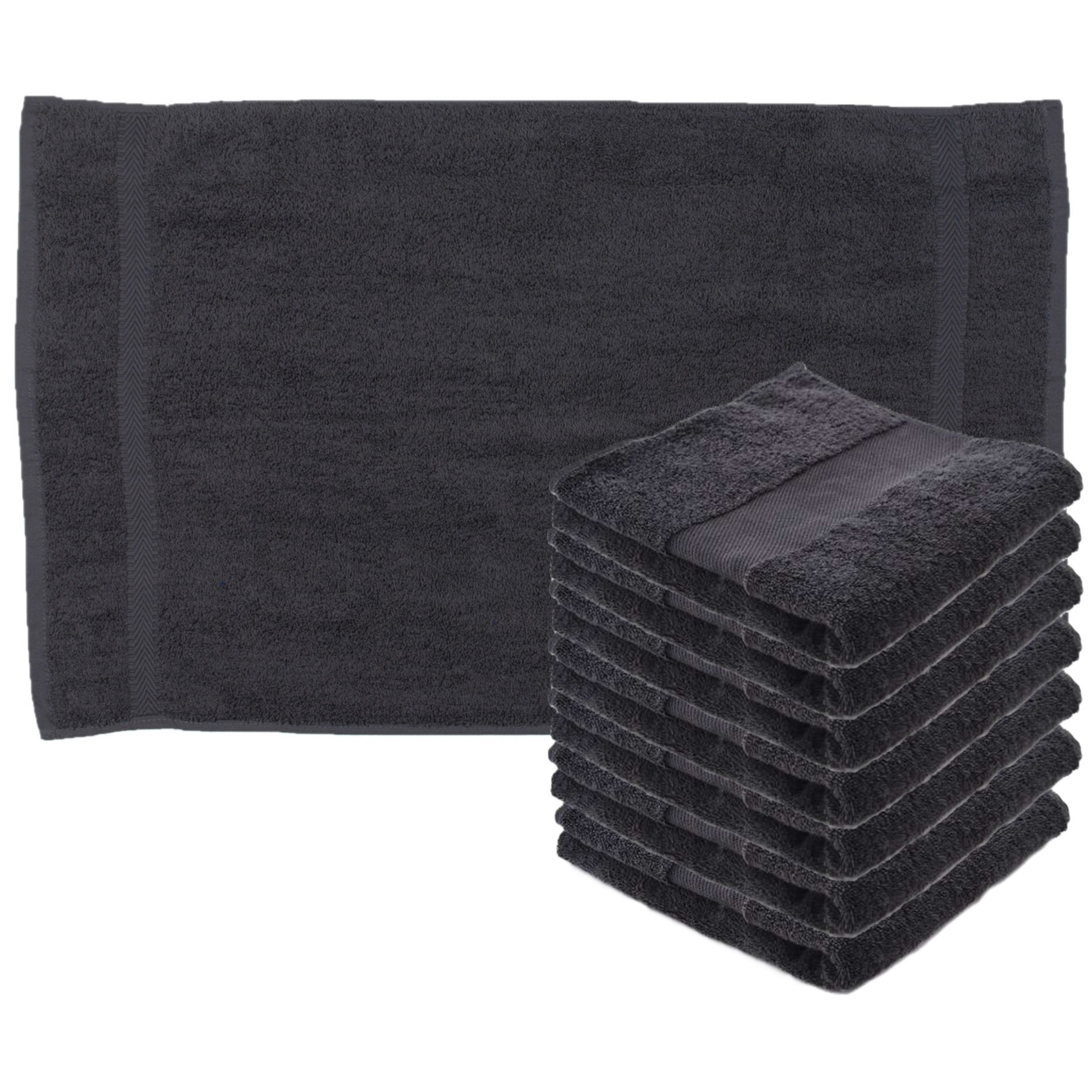 Towelcity Luxe badhanddoek - 8x - donkergrijs - 50 x 90 cm - 550 grams - Badkamer textiel - Katoen -