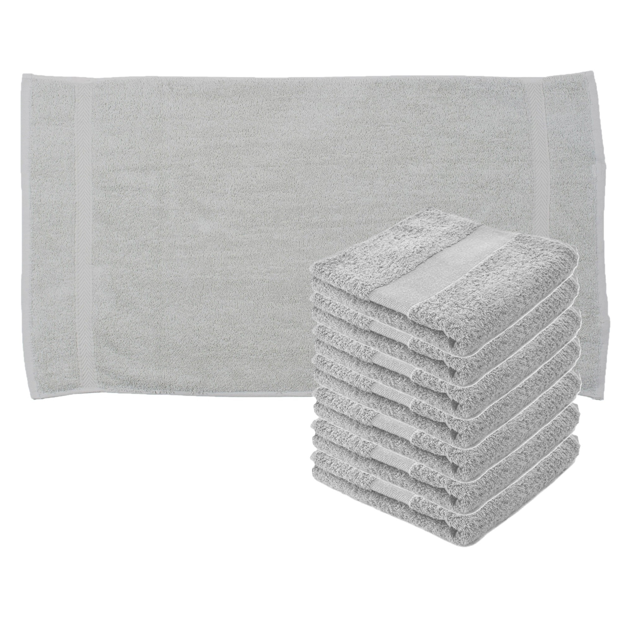 Towelcity Luxe badhanddoek - 8x - lichtgrijs - 50 x 90 cm - 550 grams - Badkamer textiel - Katoen -