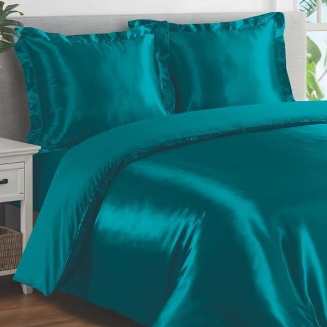 Zavelo Glanzend Satijnen Dekbedovertrek Beauty Silk Aqua-1-persoons (140 x 200/220 cm)