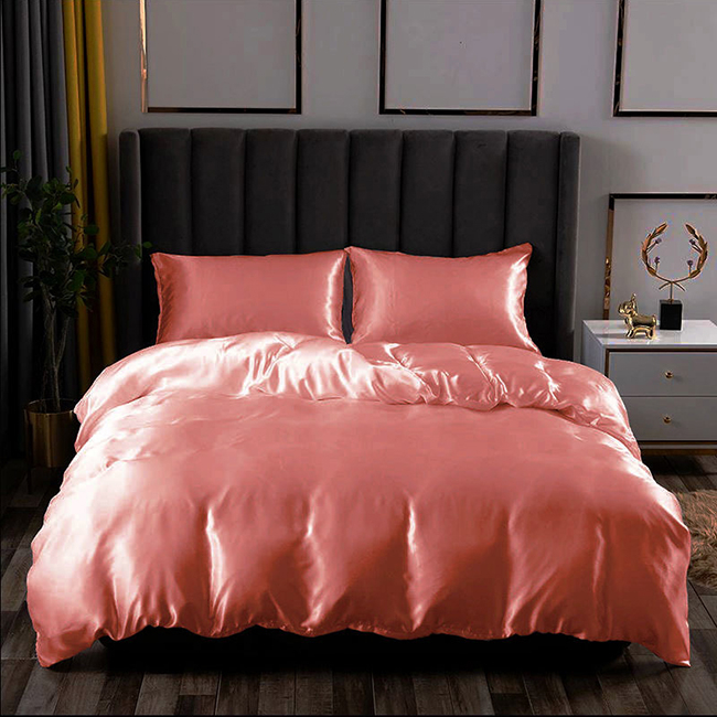 Zavelo Glanzend Satijnen Dekbedovertrek Beauty Silk Oude Roze-1-persoons (140 x 200/220 cm)