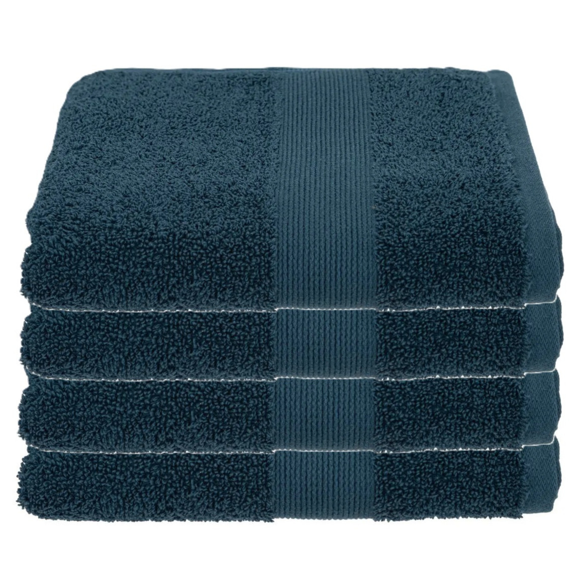 Atmosphera Badhanddoek - 4x - petrol blauw - 50 x 90 cm - katoen - 450 grams - luxe handdoek -