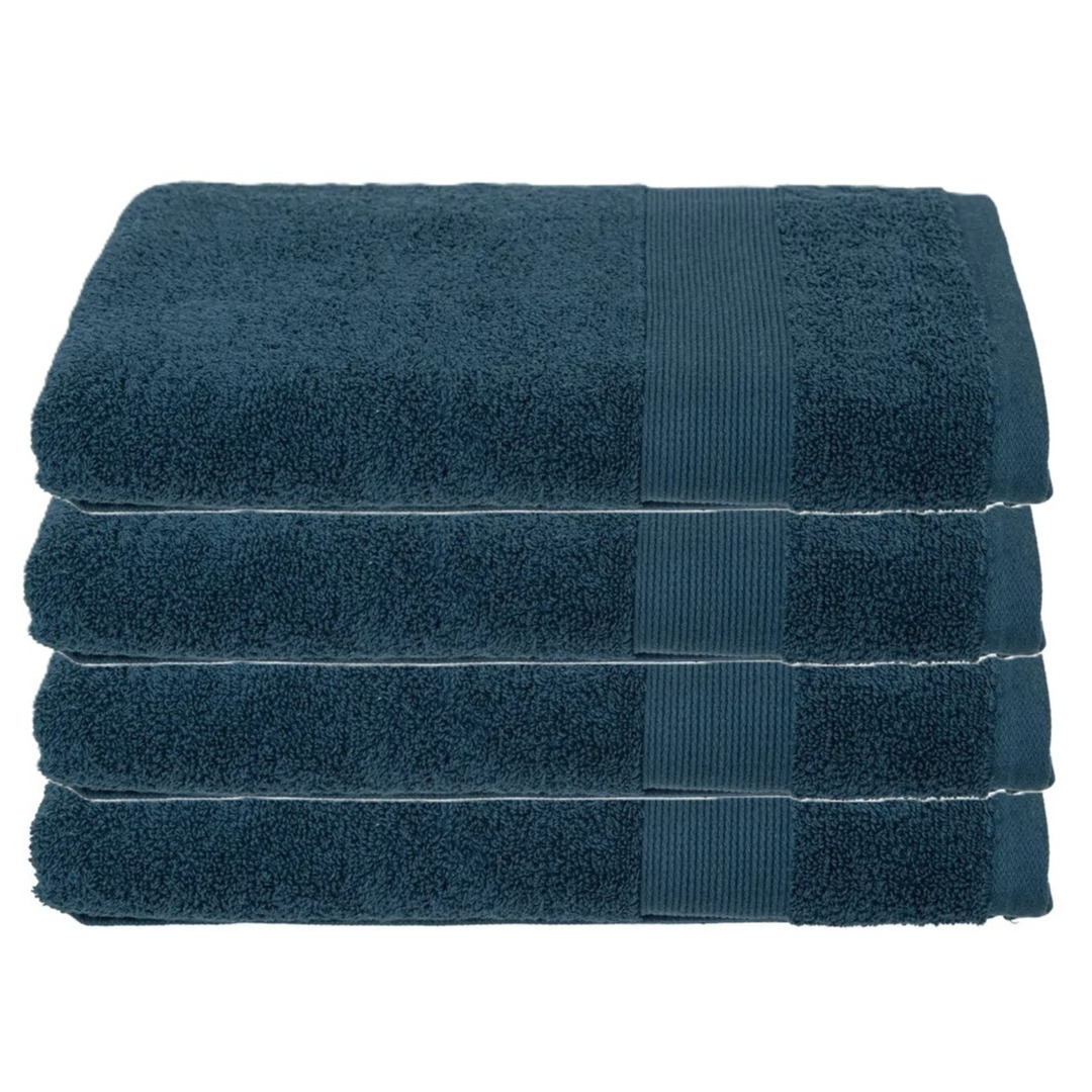 Atmosphera Badhanddoek - 4x - petrol blauw - 70 x 130 cm - katoen - 450 grams - luxe handdoek -