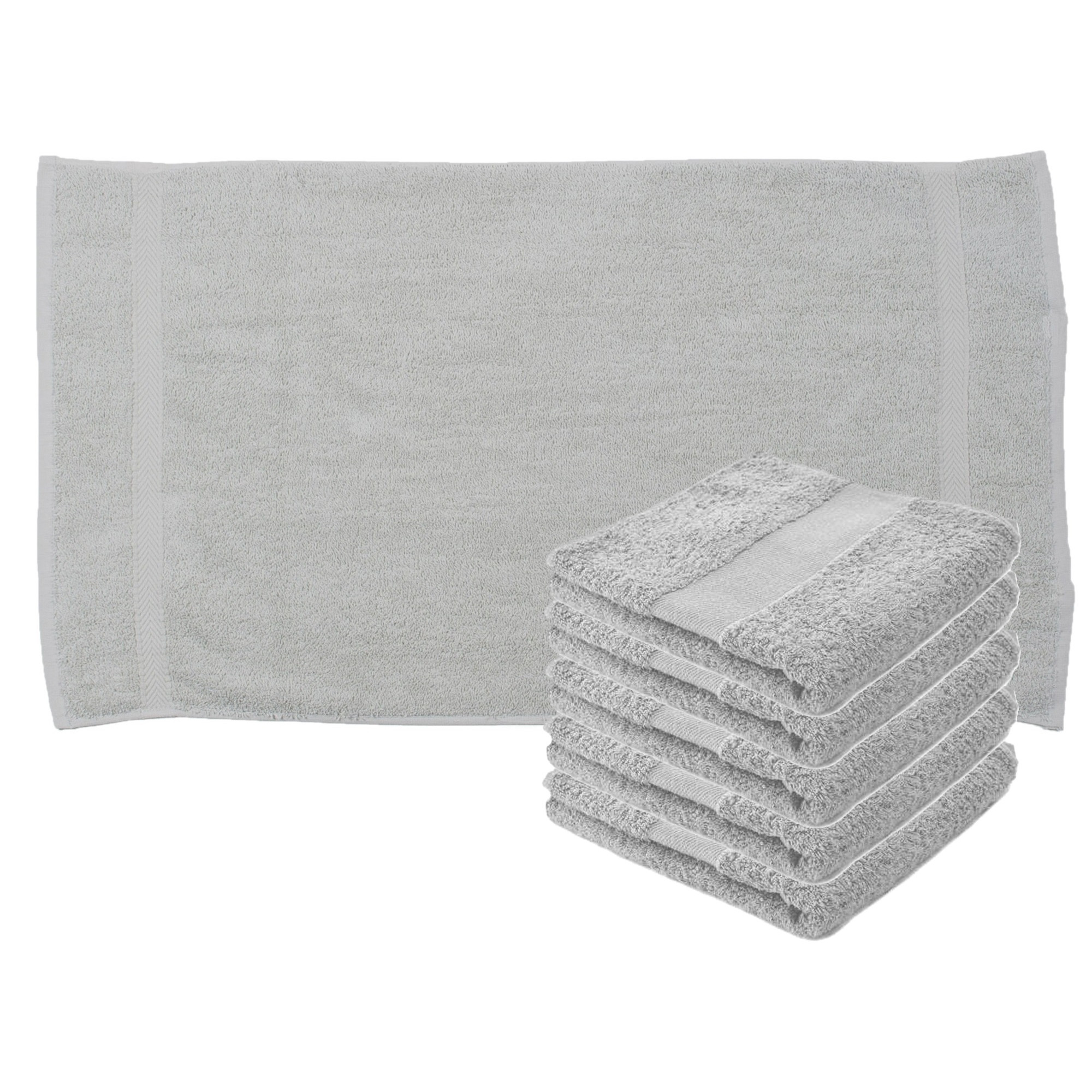 Towelcity Luxe badhanddoek - 6x - lichtgrijs - 50 x 90 cm - 550 grams - Badkamer textiel - Katoen -