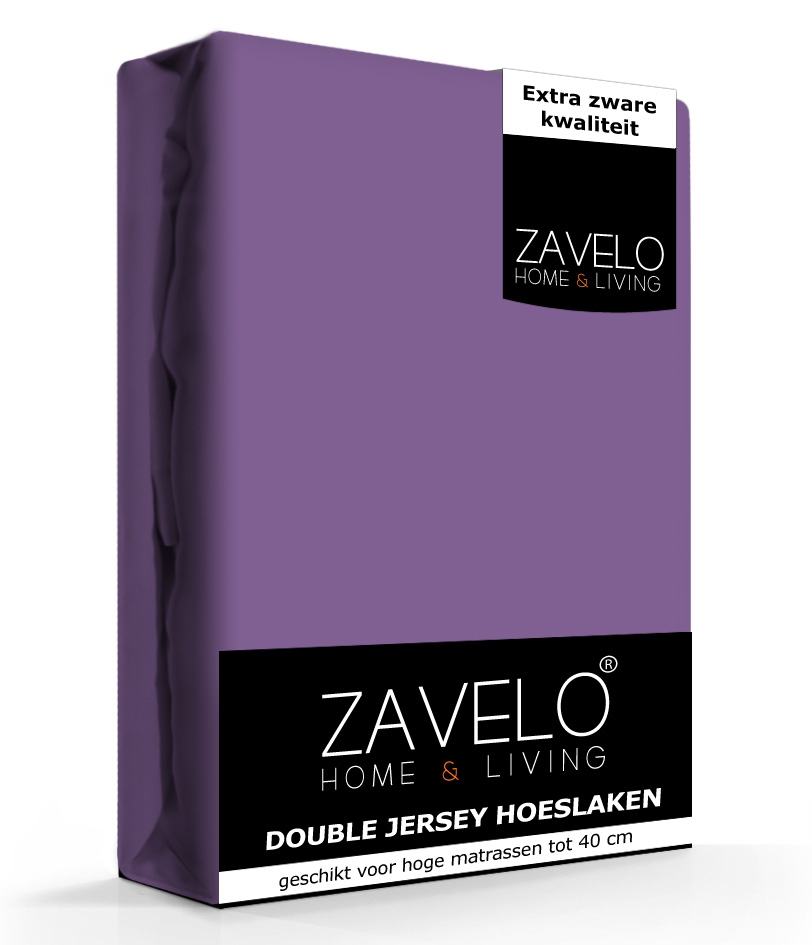 Zavelo Double Jersey Hoeslaken Paars-Lits-jumeaux (180x200 cm)