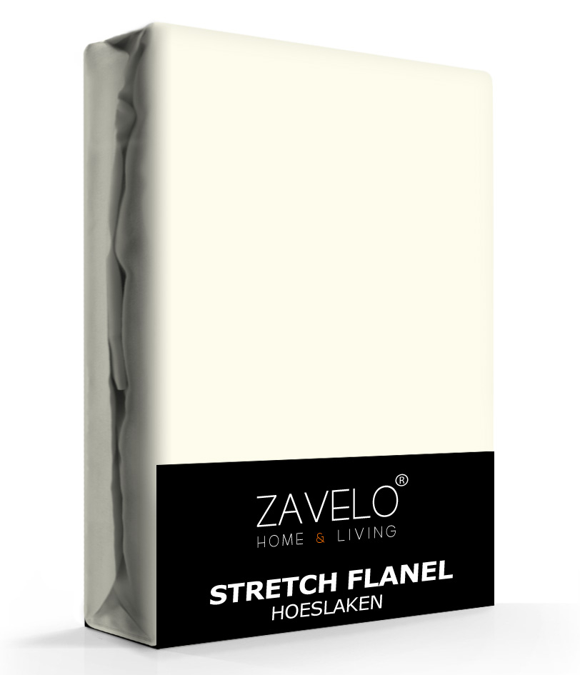 Zavelo Stretch Flanel Hoeslaken Ivoor-1-persoons (80x200 cm)