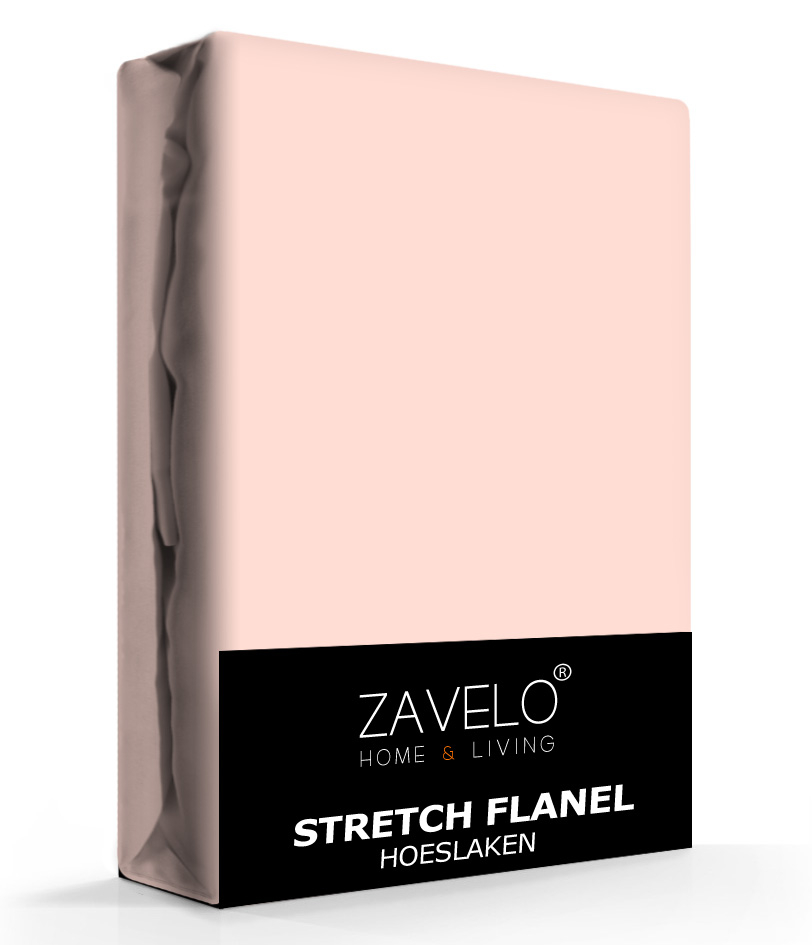 Zavelo Stretch Flanel Hoeslaken Poederroze-1-persoons (80x200 cm)