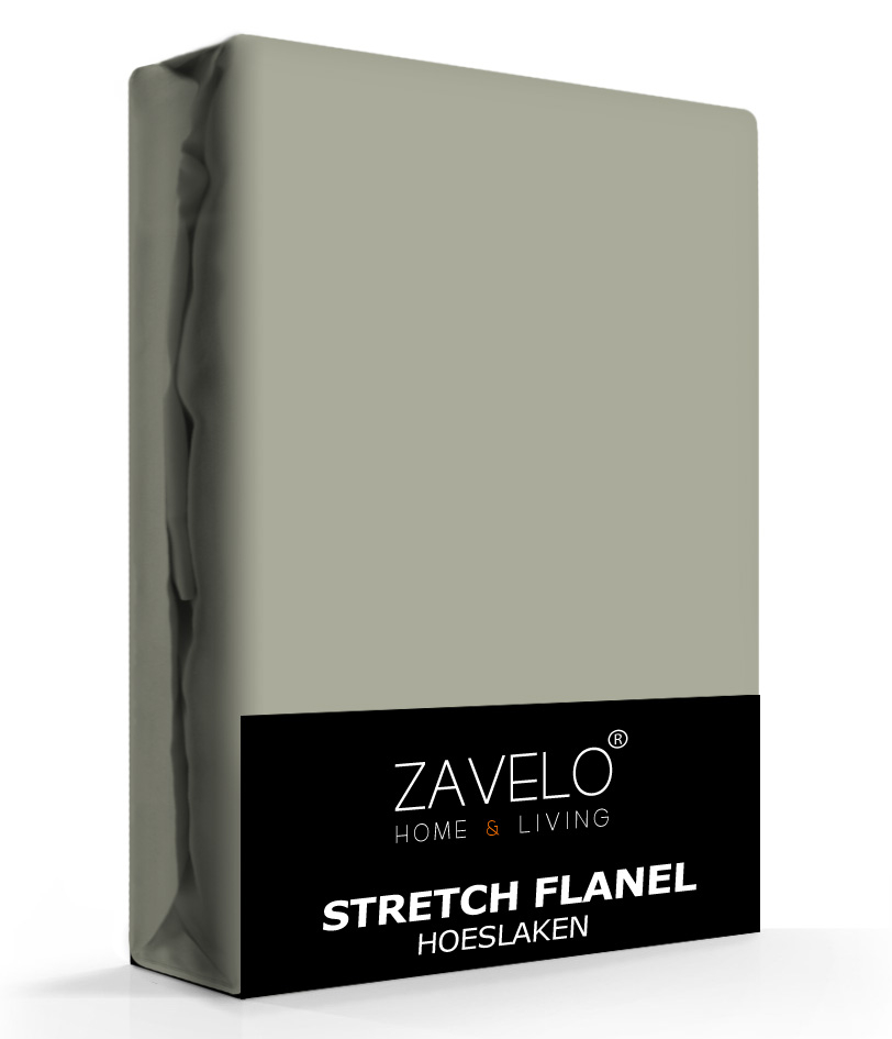 Zavelo Stretch Flanel Hoeslaken Khaki-1-persoons (80x200 cm)