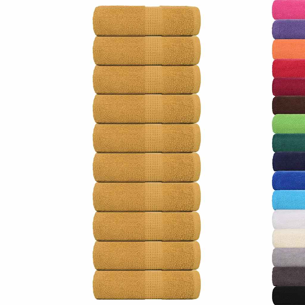 vidaXL Gastendoekjes 10 st 30x50 cm 360 g/m² 100% katoen goudkleurig