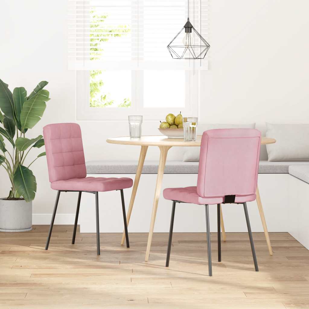 vidaXL Eetkamerstoelen 2 st fluweel roze