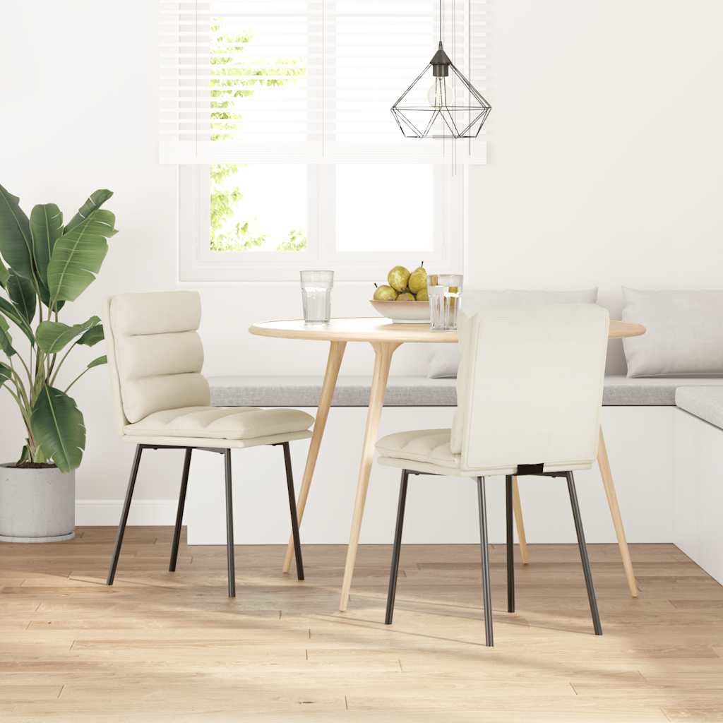 vidaXL Eetkamerstoelen 2 st fluweel crèmekleurig