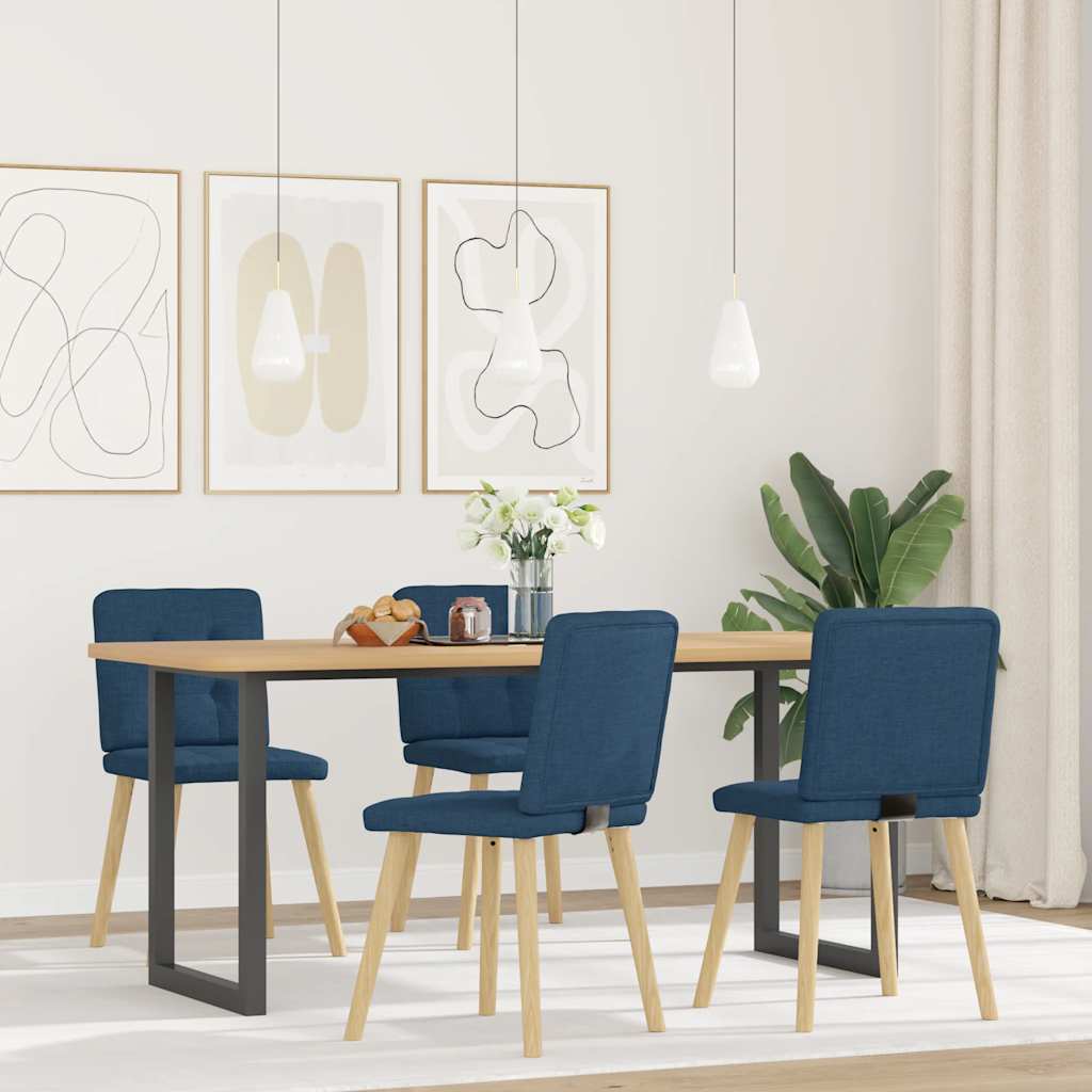 vidaXL Eetkamerstoelen 4 st stof blauw