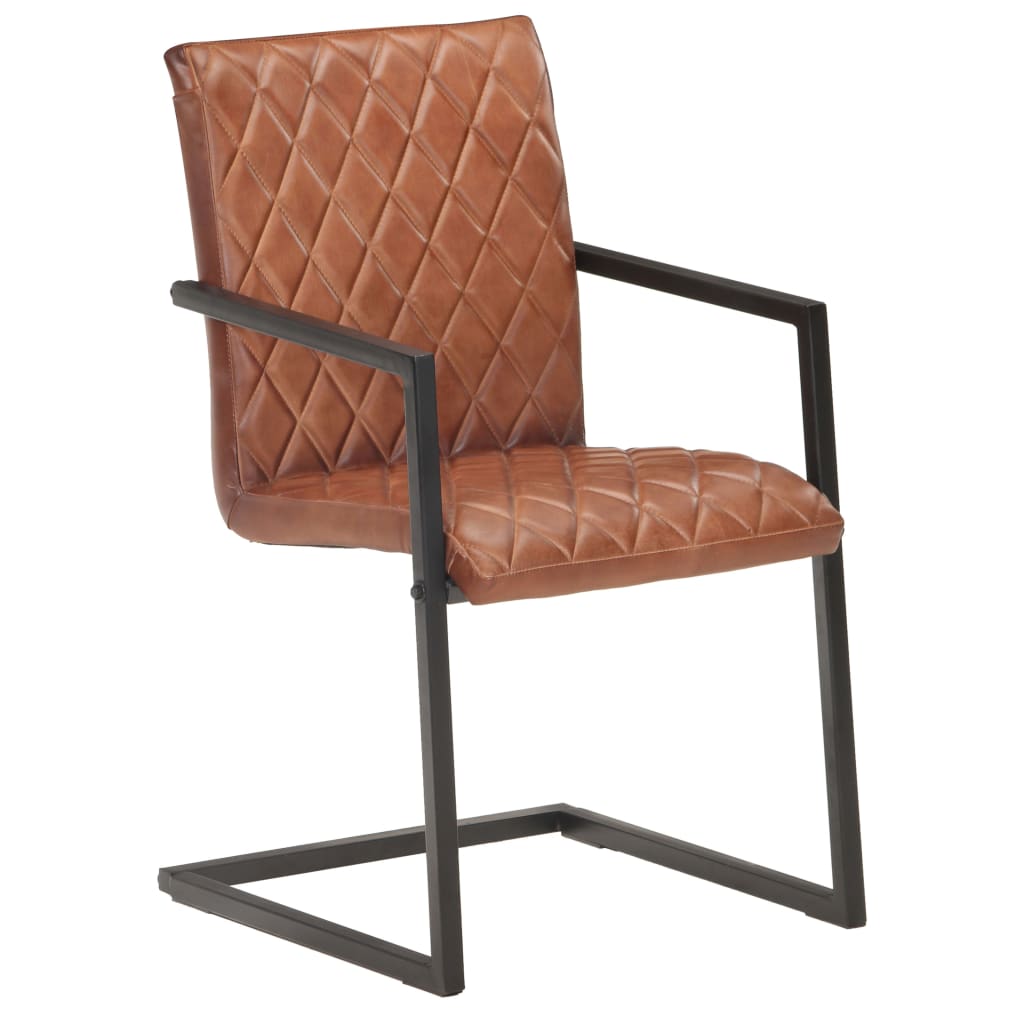 vidaXL Eetkamerstoelen 2 st echt leer bruin