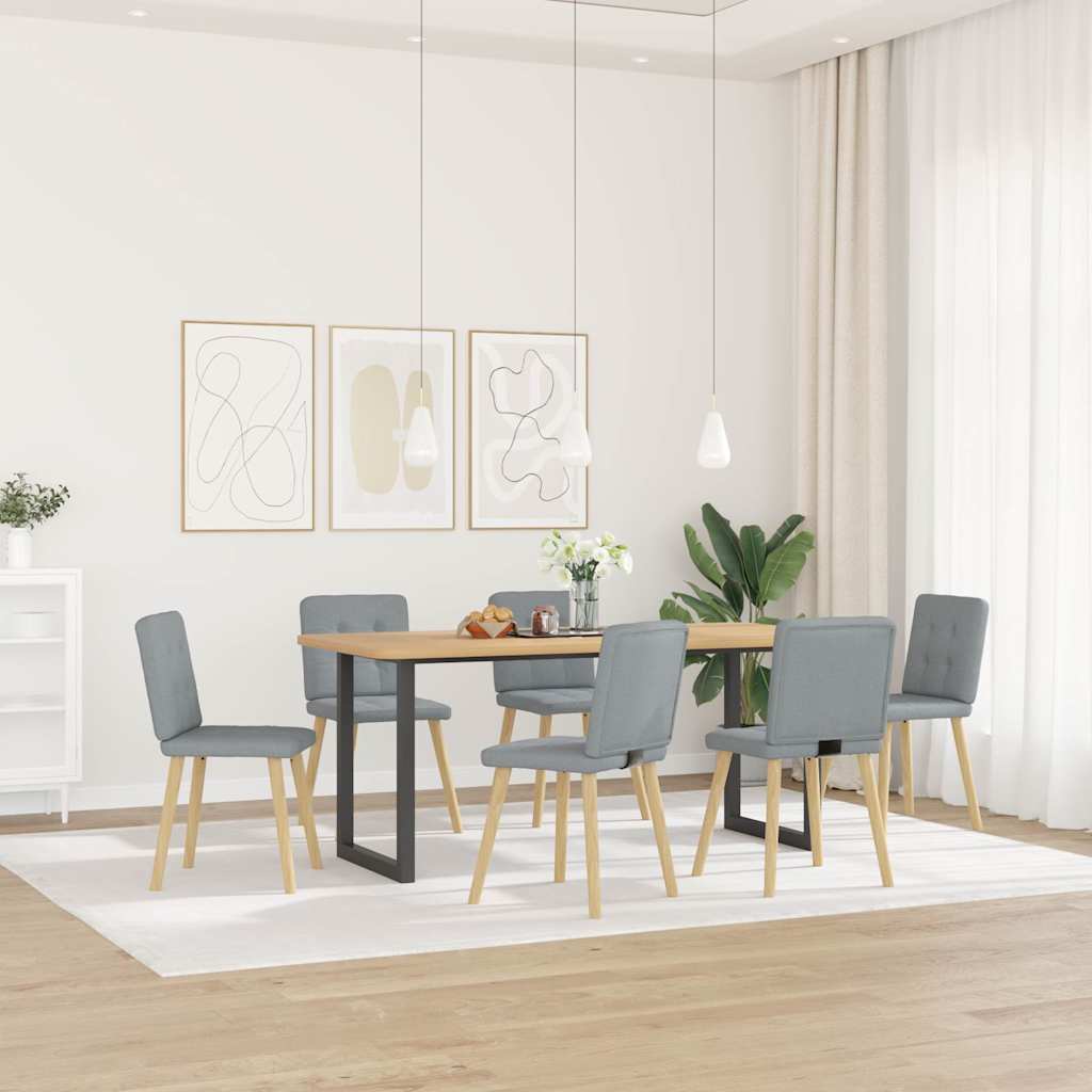 vidaXL Eetkamerstoelen 6 st stof lichtgrijs