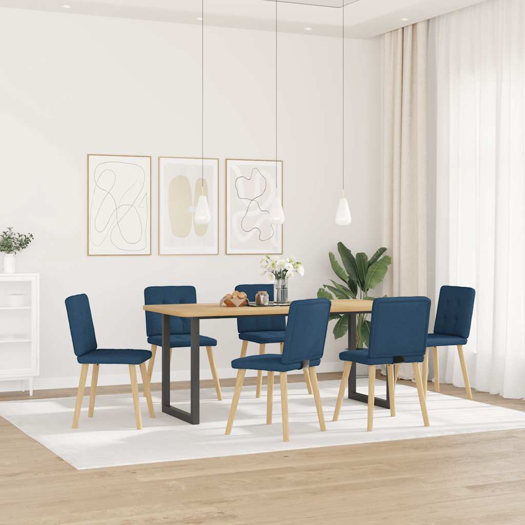 vidaXL Eetkamerstoelen 6 st stof blauw