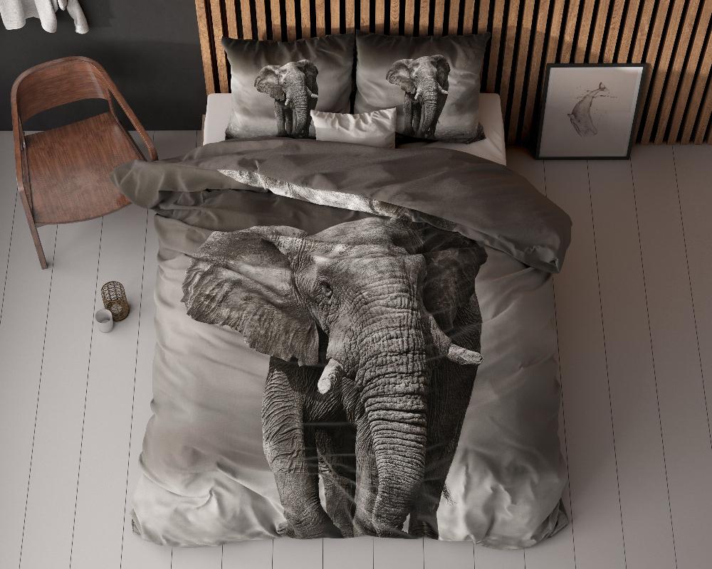 RoyalTextile - Elegant Olifant Dekbedovertrek 100% Katoen - Antraciet - 200 x 220