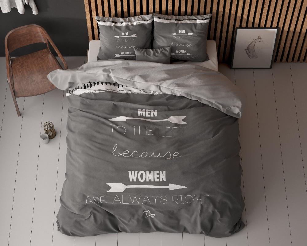 RoyalTextile - Women Always Right Dekbedovertrek 100% Katoen - Antraciet - 200 x 220